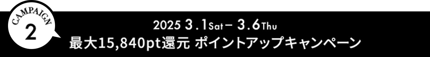 キャンペーン2 3月1日から3月6日 最大15,840ポイント還元 ポイントアップキャンペーン